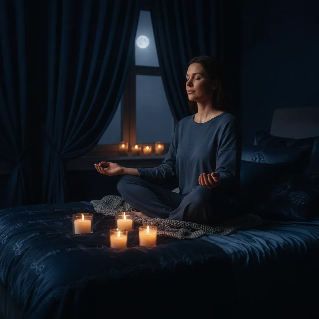 Woman practicing evening breathwork